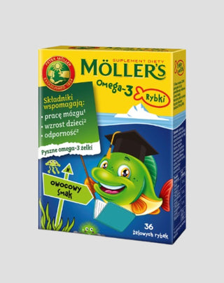 Doplněk stravy s kyselinami Omega-3 Ryby s ovocnou příchutí Moller's 36 gummies - 1