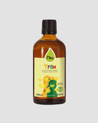Tran pro děti s vysokým obsahem vitamínů a omega-3 s citronovou příchutí Olini - 1