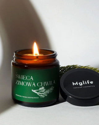 Veganská tuřínová svíčka Zimní chvíle s vůní borovice, cedru a ambry 120 ml MgLife - 2