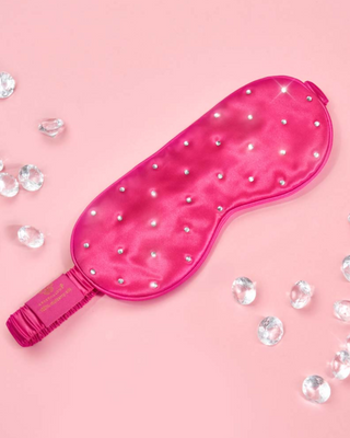 Hedvábná páska na spaní zdobená krystaly – hot pink Crystallove - 3