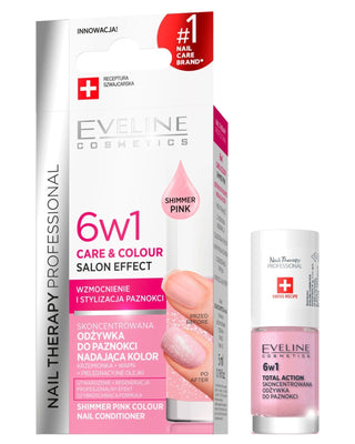 Koncentrovaný kondicionér na nehty 6 v 1, Shimmer Pink Eveline - 1