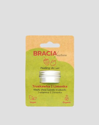 Peeling na rty jahoda s limetkou s vitamínem E hydratační a vyhlazující Bracia Mydlarze - 3