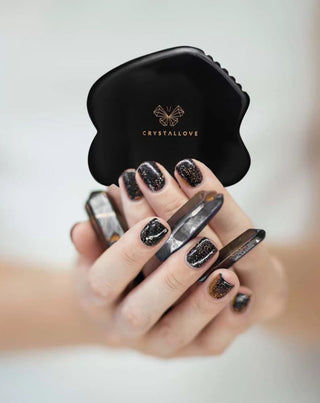 Gua sha masážní talíř na obličej s obsidiánem Crystallove s velkou silou - 2