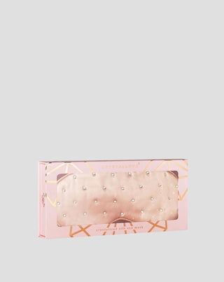 Hedvábná maska na oči na spaní zdobená krystalky – rose gold Crystallove_4 - 4