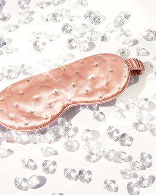 Hedvábná páska na spaní zdobená krystaly – rose gold Crystallove - 3