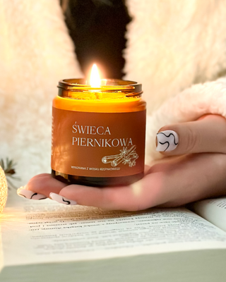 Perníková svíčka z řepkového vosku s oleji a 100% Mglife bavlněným knotem - 2