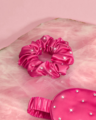 Hedvábné čelenky do vlasů s krystaly – hot pink Crystallove - 2