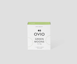 Zelené kontaktní čočky se stříbrnými proužky, nulové čočky green moons č. 3 Ovio