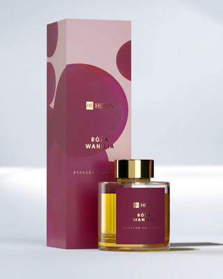 Difuzér vůní ve skleněné lahvičce s přírodními ratanovými tyčinkami s vůní růže a vanilky HiSkin - 1