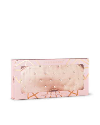 Hedvábná páska na spaní zdobená krystaly – rose gold Crystallove - 4
