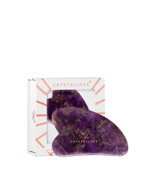 Gua sha masážní talíř na obličej s ametystem, harmonickým kamenem a relaxací krystalické lásky - 1