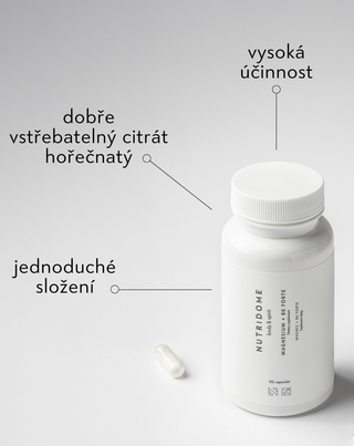 Hořčík + B6 Forte citrát hořečnatý na křeče nohou, lýtek, únavu a stres Nutridome 60 kapslí - 2