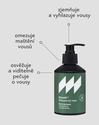 Šampon na vousy s panthenolem a niacinamidem pro čištění a úpravu vousů Monolit - 4