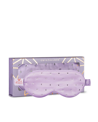 Hedvábná páska na spaní zdobená krystaly – lilac Crystallove - 1