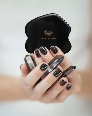 Gua sha masážní talíř na obličej s obsidiánem Crystallove s velkou silou - 2