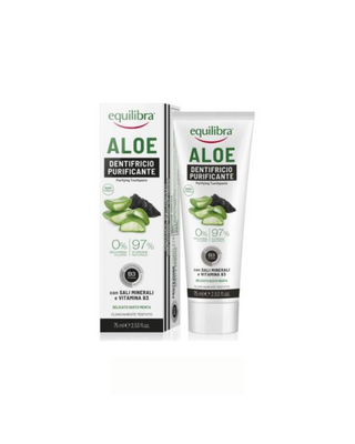 Gel na čištění zubů s aktivním uhlím z kokosových skořápek a aloe vera Equilibra - 1