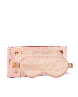 Hedvábná páska na spaní zdobená krystaly – rose gold Crystallove - 1
