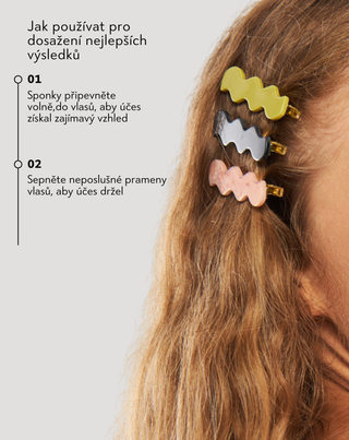 Sada vlnitých sponek do vlasů Twisty - mramorová, perleťová, černá 3 ks - 2