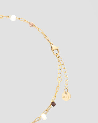 Pozlacený náramek z nerezové oceli s achátem, maifanem, jaspisem a avanturínem Mys_2 - 3