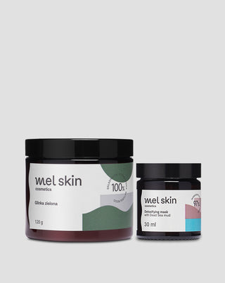 Sada s bahnem z Mrtvého moře: Čisticí maska a zelený jíl pro hloubkové čištění Mel Skin - 1