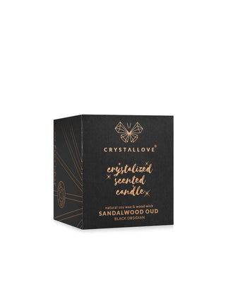 Sójová svíčka s černým obsidiánem a vůní pryskyřice dřeva oud Crystallove - 3