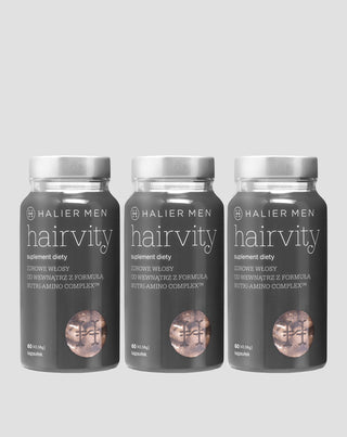 Tablety proti vypadávání vlasů pro muže na plešatost Hairvity Men Halier 180 kapslí - 1