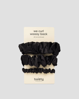 Sada černých hedvábných gumiček do vlasů ze 100% přírodního hedvábí Twisty 3 ks - 1