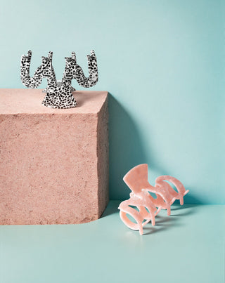 Sada velkých spon do vlasů Twisty - růžová a mramorová 2 ks