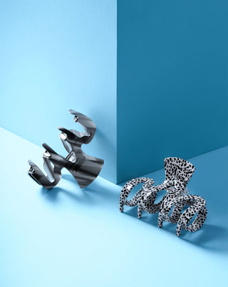 Sada velkých spon do vlasů Twisty - mramorová a černá 2 ks