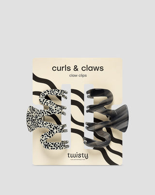Sada velkých spon do vlasů Twisty - mramorová a černá 2 ks - 1