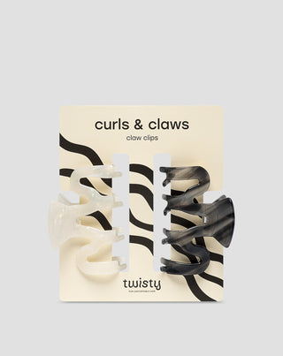 Sada velkých spon do vlasů Twisty - perleťová a černá 2 ks - 1