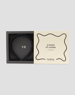Jedwabna opaska do włosów z 100% naturalnego jedwabiu czarna Twisty_2 - 5