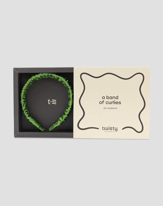 Hedvábná čelenka do vlasů vyrobená ze 100% přírodního hedvábí zelená Twisty - 5
