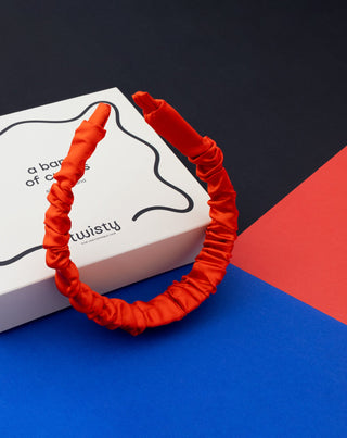 Hedvábná čelenka do vlasů ze 100% přírodního hedvábí, červená Twisty