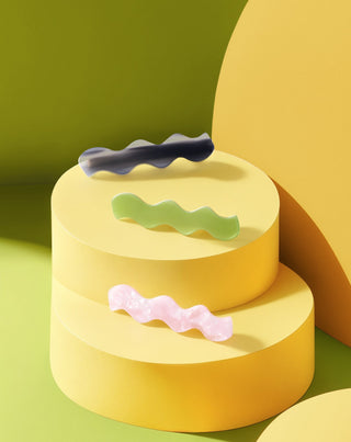 Sada vlnitých sponek do vlasů Twisty - zelená, černá, růžová 3 ks