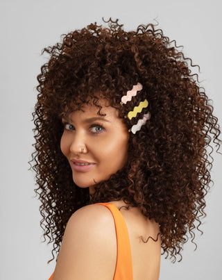 Sada vlnitých sponek do vlasů Twisty - perleťová, zelená, růžová 3 ks