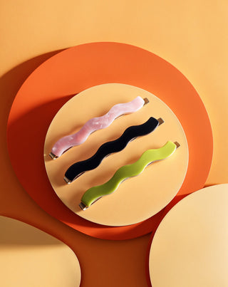 Sada vlnitých sponek do vlasů Twisty - zelená, černá, růžová 3 ks