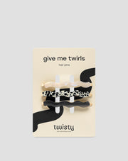 Sada vlnitých sponek do vlasů Twisty - mramorová, perleťová, černá 3 ks