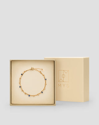 Pozlacený náramek z nerezové oceli s lapisem lazuli Mys - 4