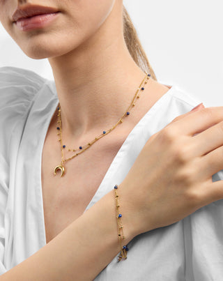 Pozlacený náramek z nerezové oceli s lapisem lazuli Mys_1 - 2