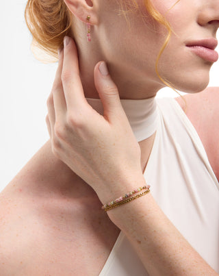 Pozlacený náramek z nerezové oceli s růžovým a citronovým nefritem Mys_2 - 3