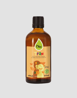Tran pro děti s vysokým obsahem vitamínů a omega-3 s pomerančovou příchutí Olini - 1
