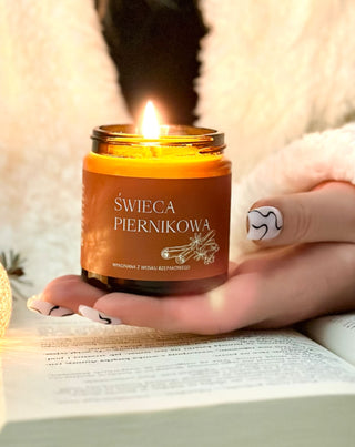 Perníková svíčka z řepkového vosku s oleji a 100% Mglife bavlněným knotem - 2