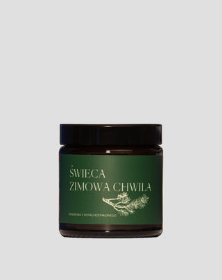 Veganská tuřínová svíčka Zimní chvíle s vůní borovice, cedru a ambry 120 ml MgLife - 1