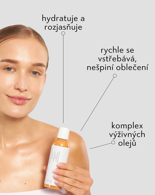 Rozjasňující tělový olej s rozjasňujícím efektem s jojobovým a arganovým olejem Nutridome