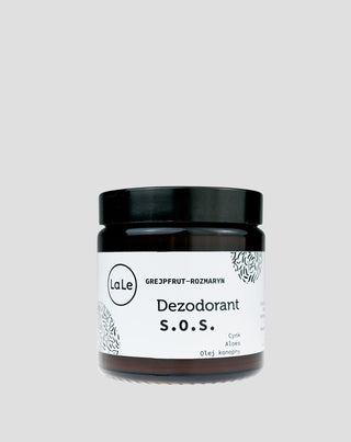 SOS krémový deodorant s aloe a zinkem - grapefruit a rozmarýn regulující sekreci kožního mazu La-Le - 1