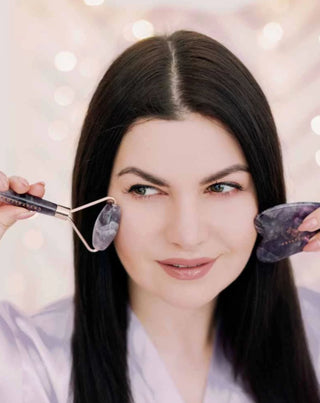 Válečkový masér Crystallove s ametystem, harmonickým kamenem, uklidňujícím a uklidňujícím - 2