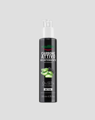 Čistící gel na mytí obličeje s aktivním uhlím a aloe Equilibra - 1