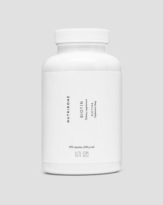 Biotin kapsle 2500 mcg vitamínu H na vlasy, pleť a nehty Nutridome 180 ks
