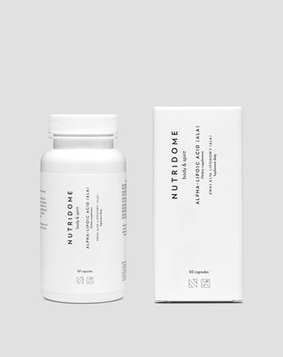 Kyselina alfa-lipoová ALA podporující metabolismus glukózy doplněk stravy Nutridome 60 ks